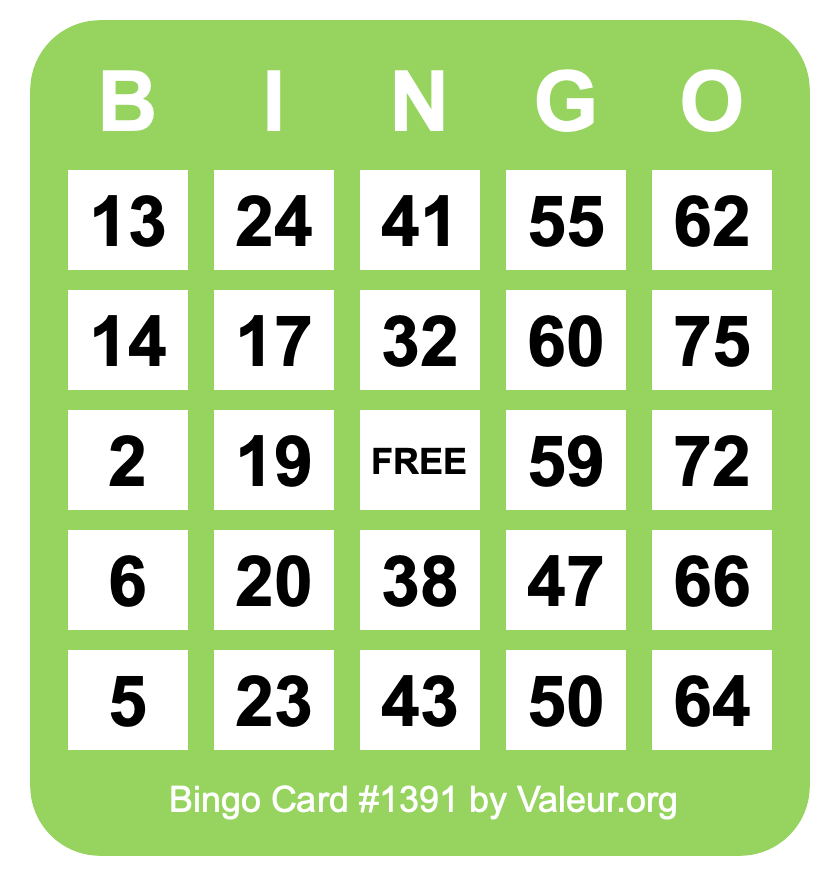 Bingo Card #1391