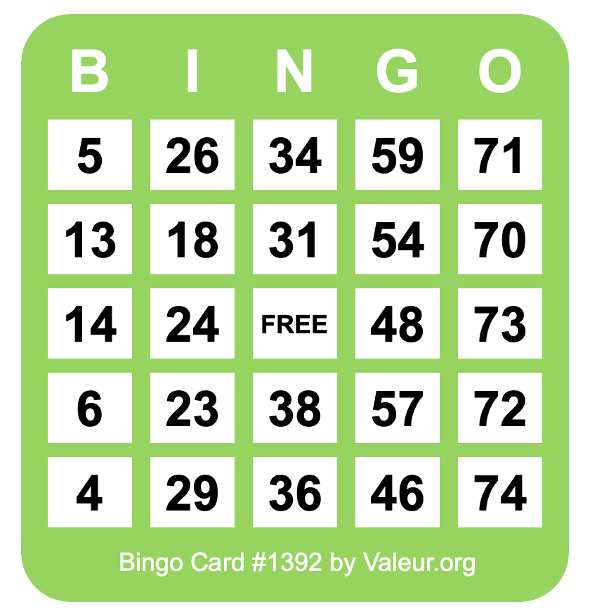 Bingo Card #1392