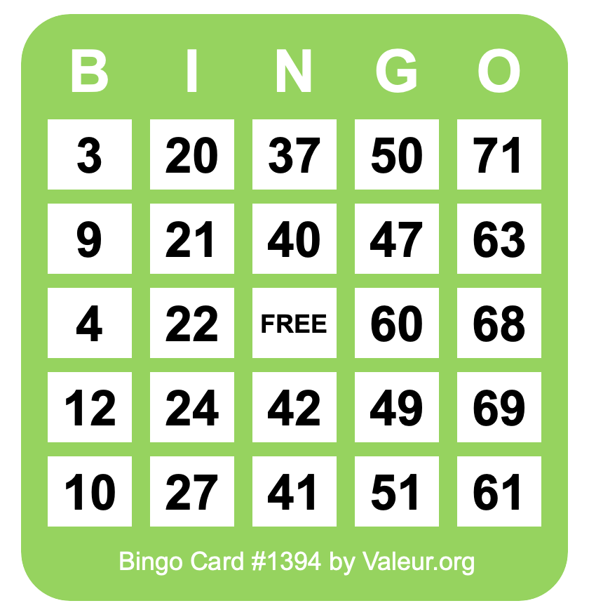 Bingo Card #1394
