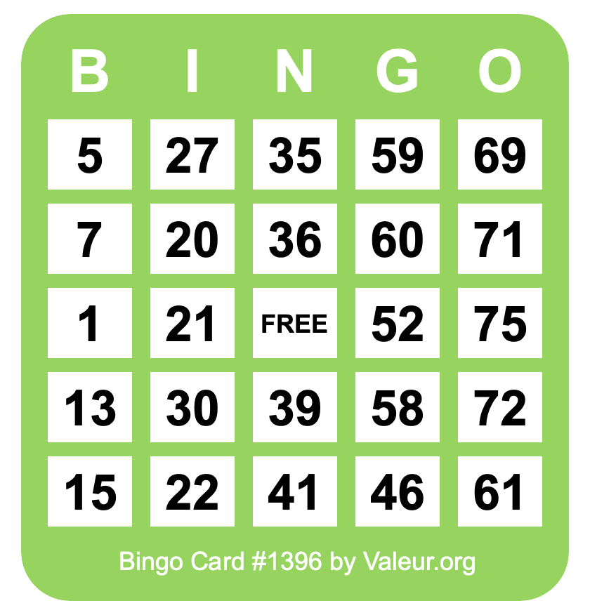 Bingo Card #1396