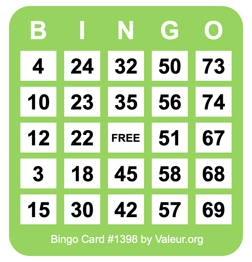 Bingo Card #1398