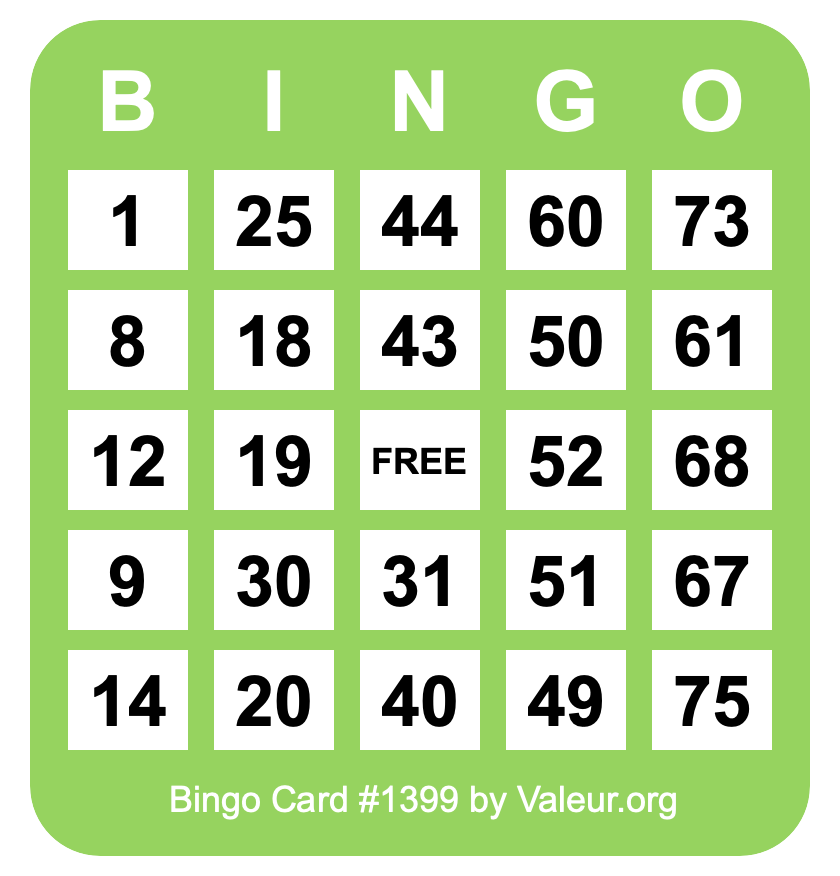 Bingo Card #1399