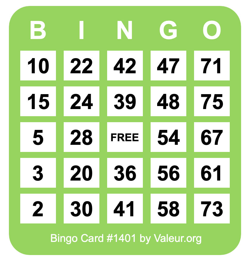 Bingo Card #1401