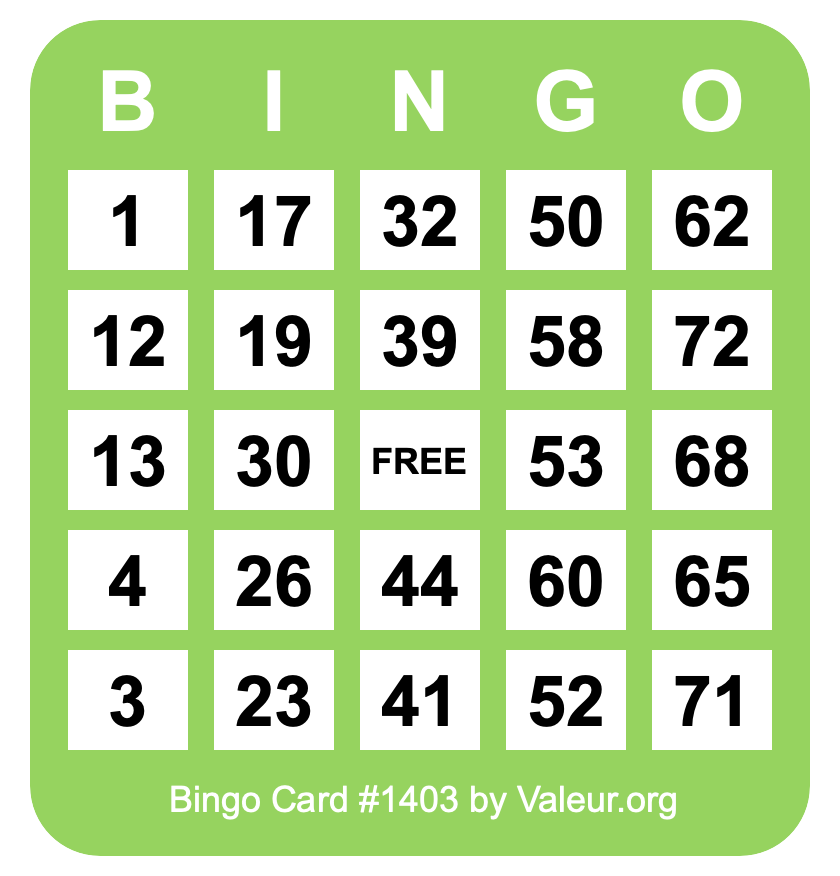 Bingo Card #1403