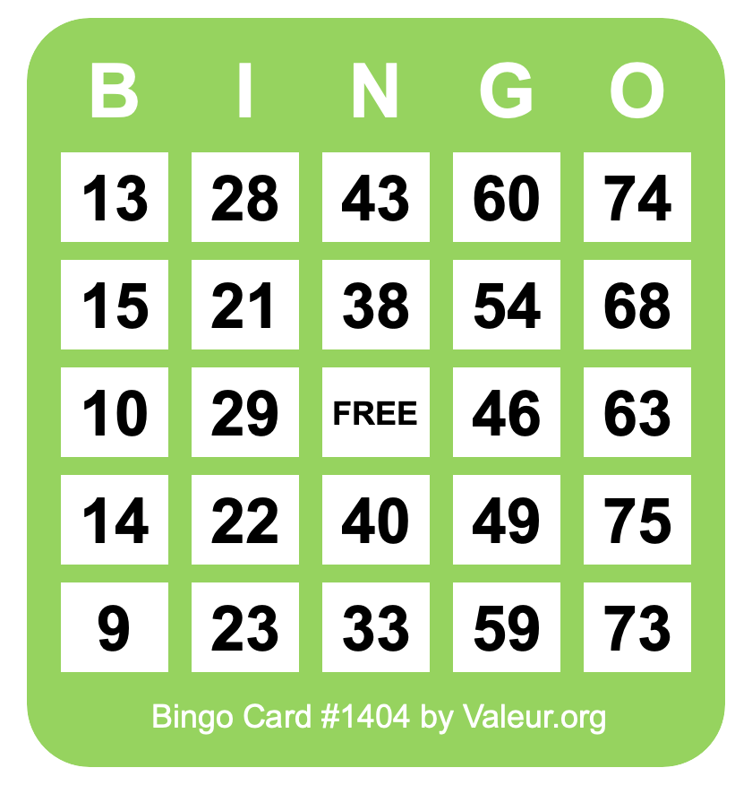 Bingo Card #1404