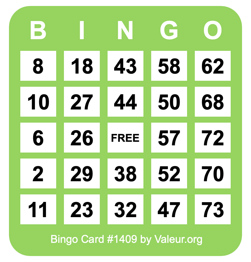 Bingo Card #1409