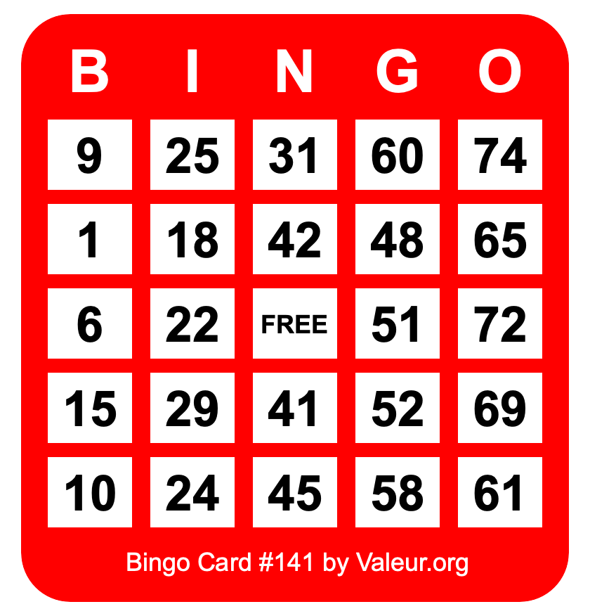 Bingo Card #141