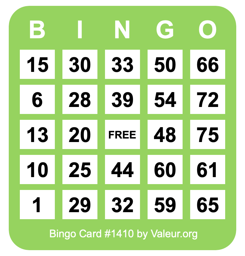 Bingo Card #1410