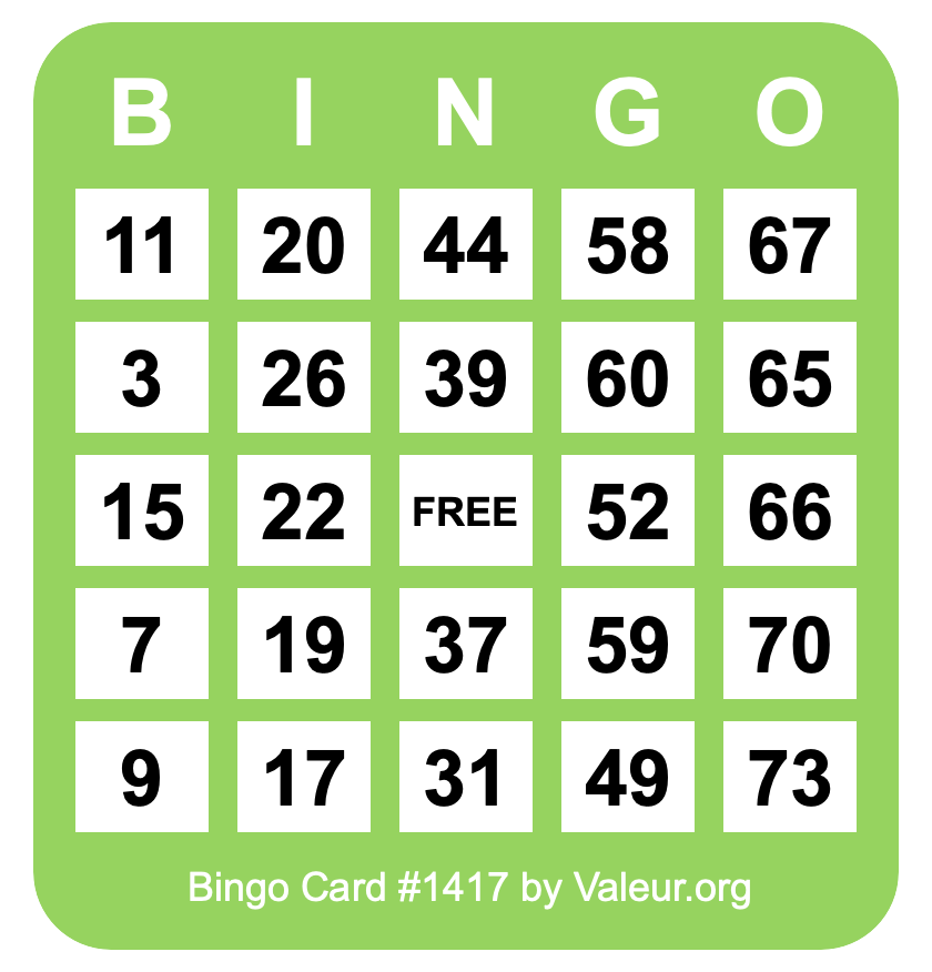 Bingo Card #1417
