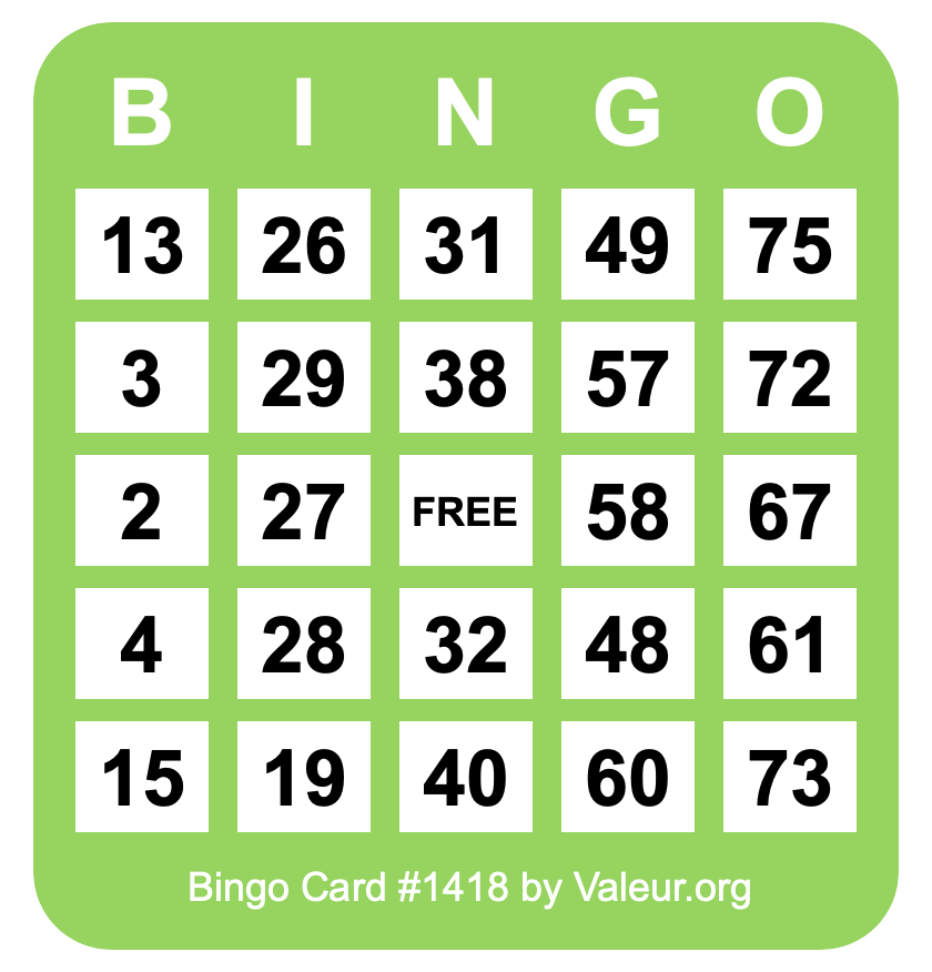 Bingo Card #1418