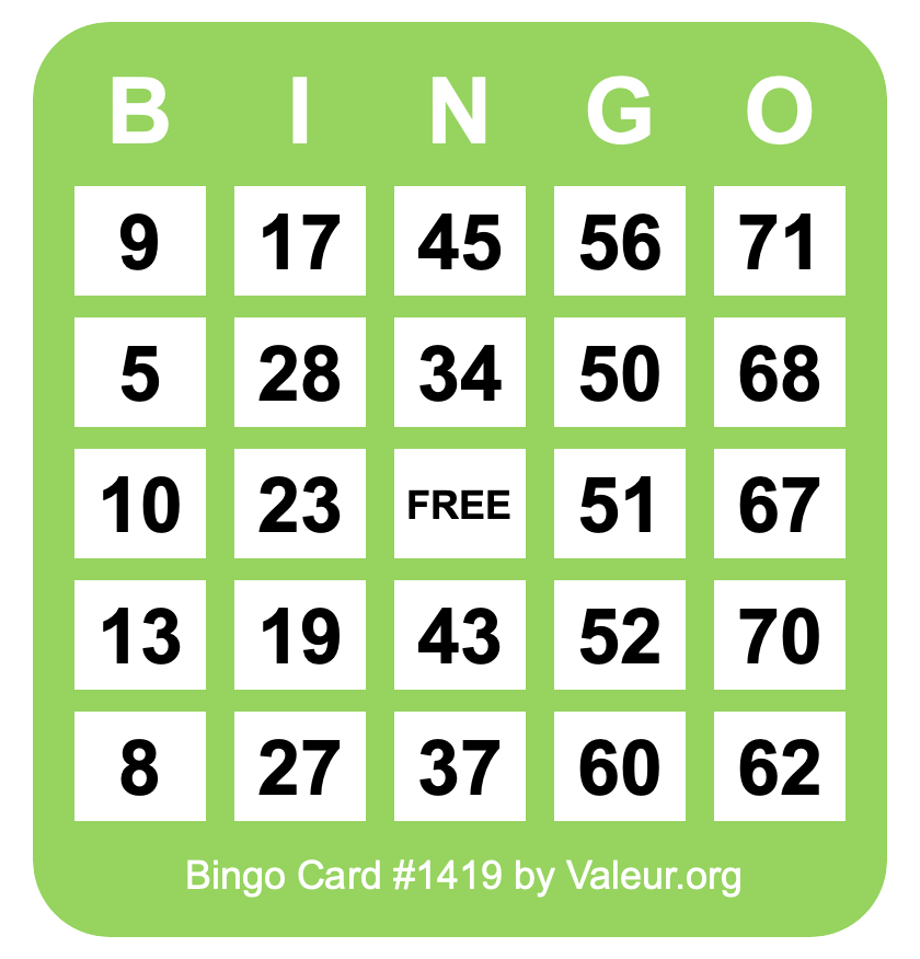 Bingo Card #1419