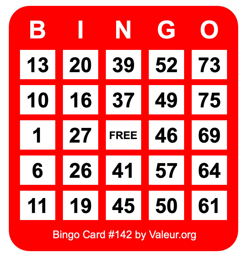 Bingo Card #142