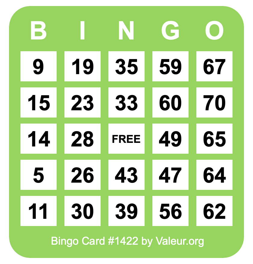 Bingo Card #1422