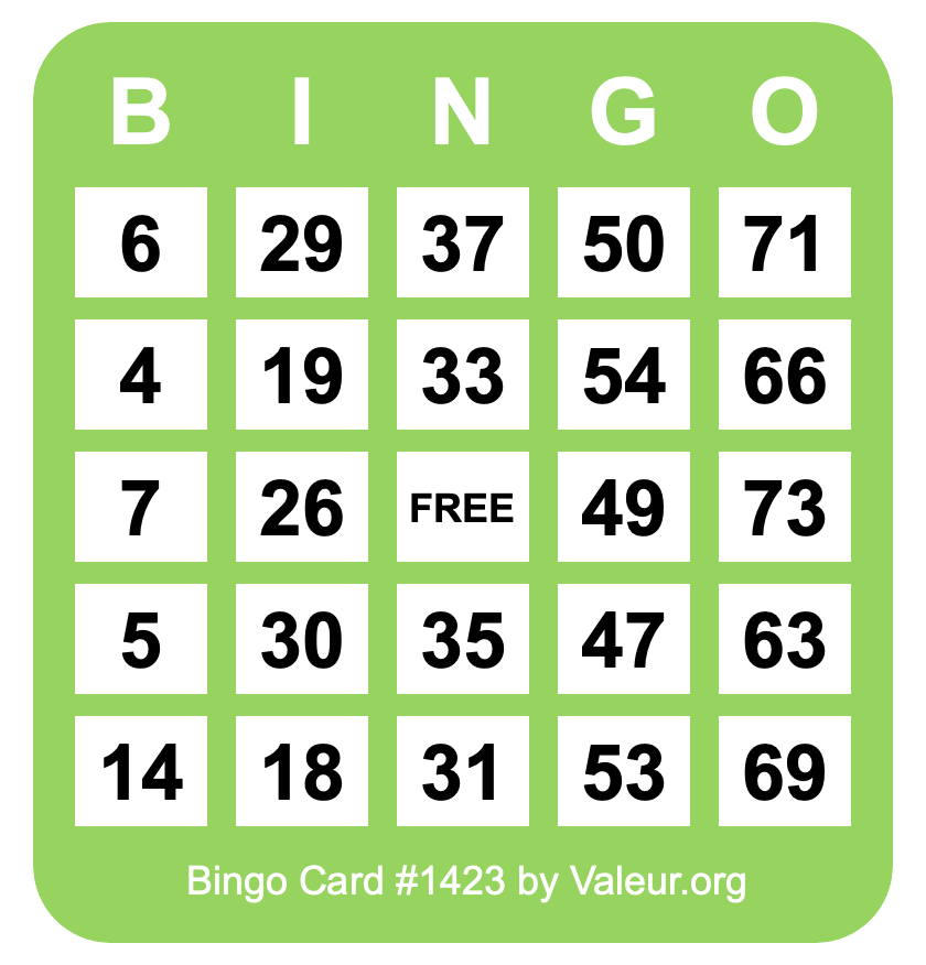 Bingo Card #1423