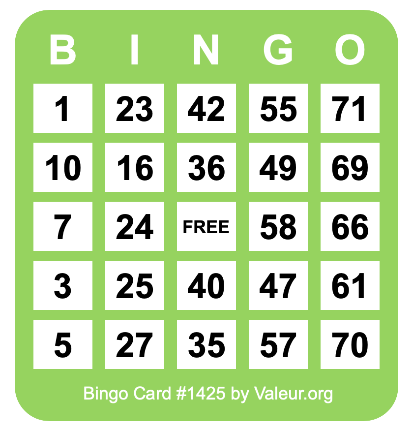 Bingo Card #1425