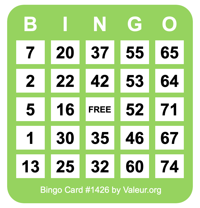 Bingo Card #1426