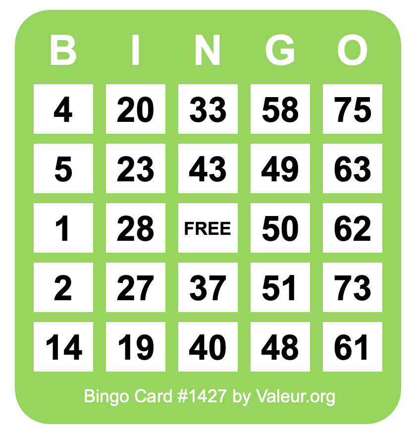 Bingo Card #1427