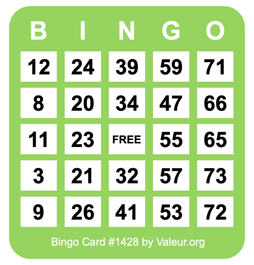Bingo Card #1428