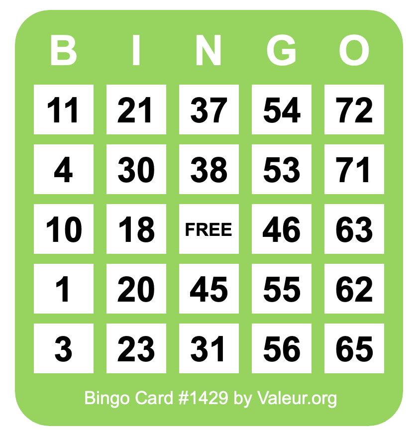 Bingo Card #1429