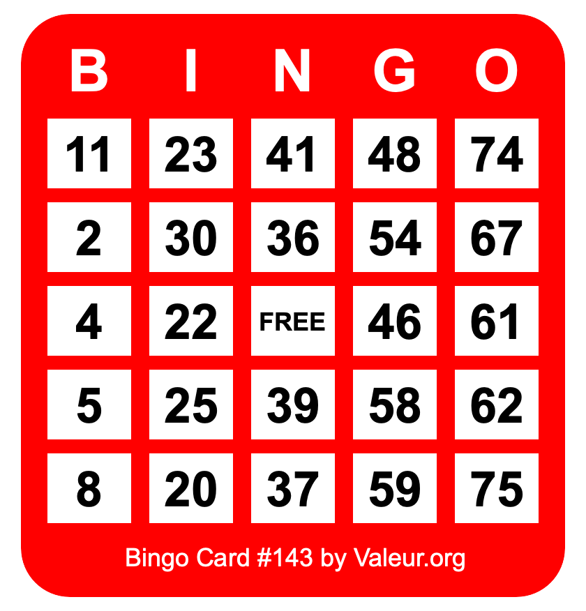 Bingo Card #143
