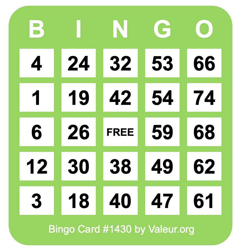 Bingo Card #1430 Bingo Card #1430