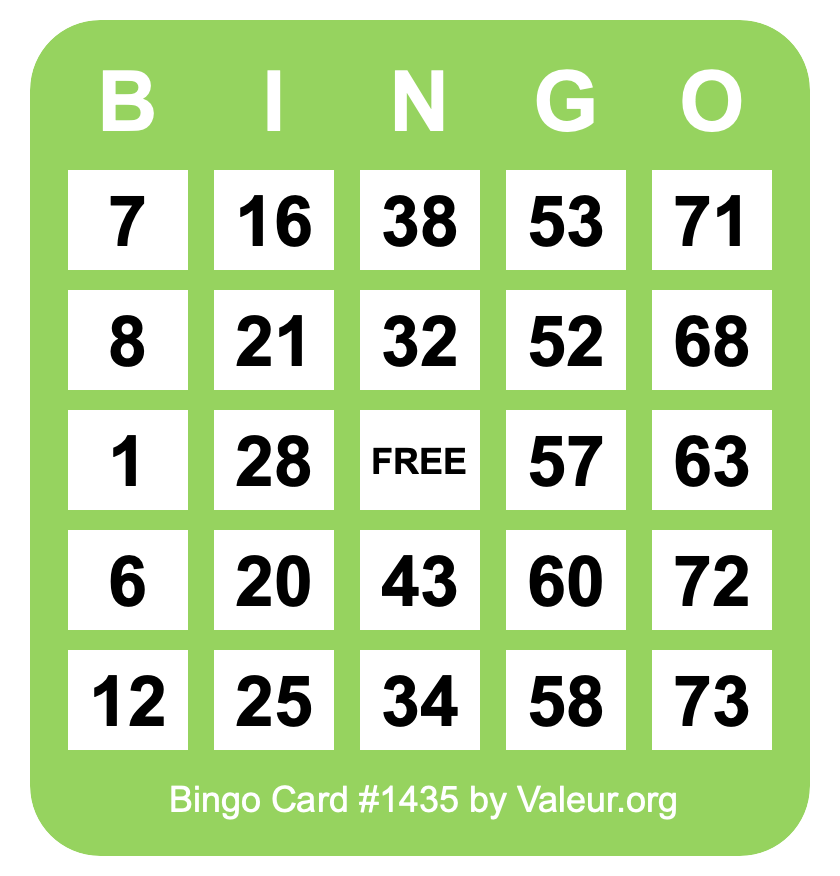 Bingo Card #1435