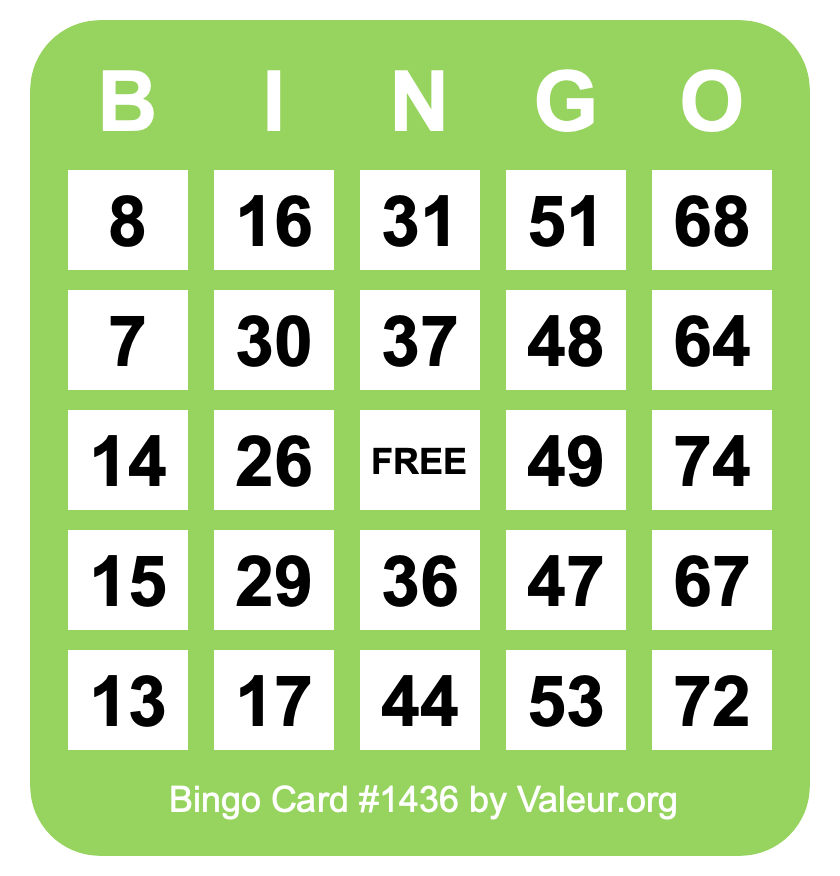 Bingo Card #1436