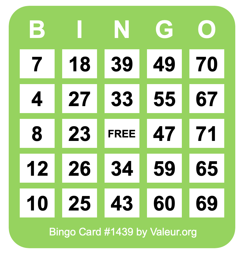Bingo Card #1439