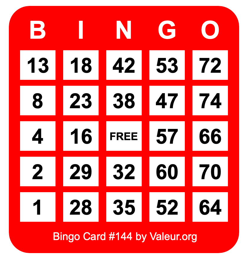 Bingo Card #144