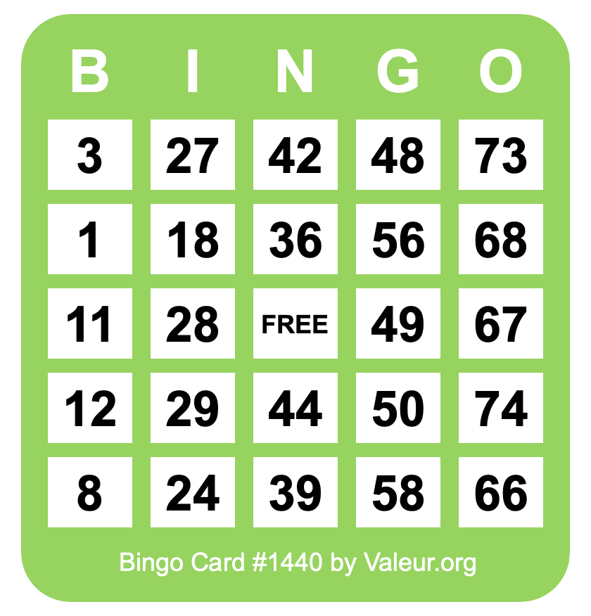 Bingo Card #1440