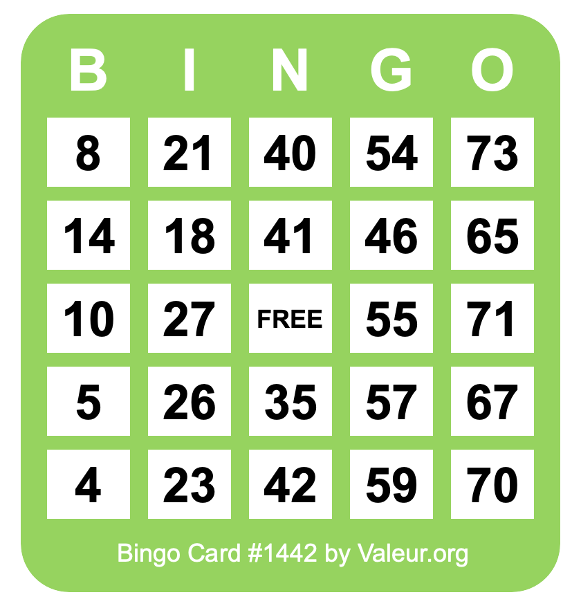 Bingo Card #1442