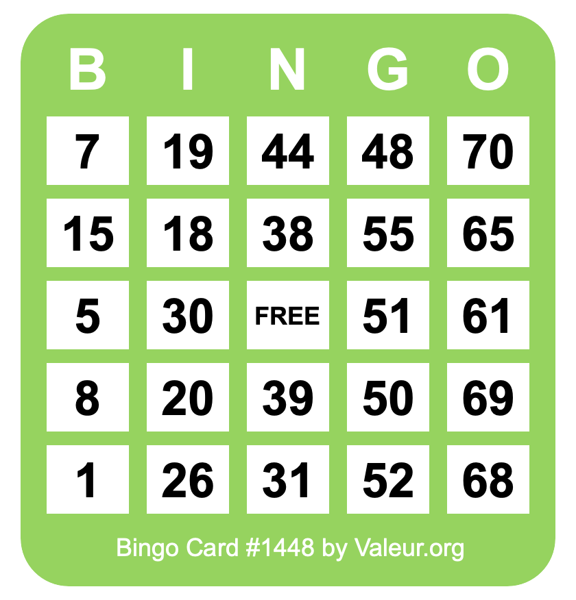 Bingo Card #1448 Bingo Card #1448