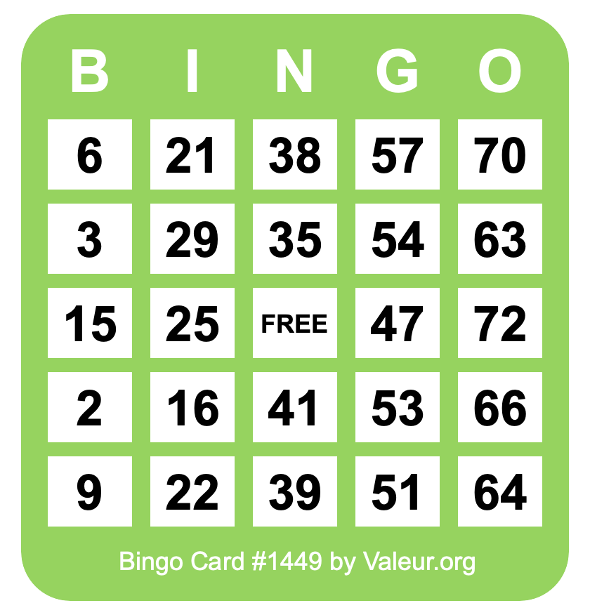 Bingo Card #1449