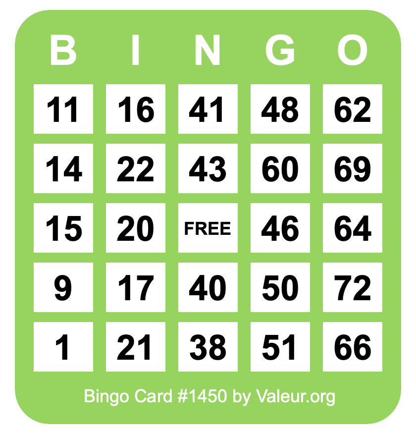 Bingo Card #1450