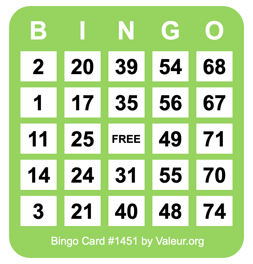 Bingo Card #1451
