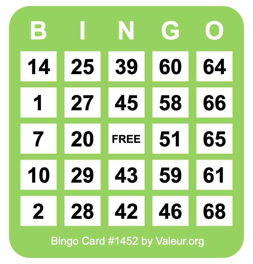 Bingo Card #1452