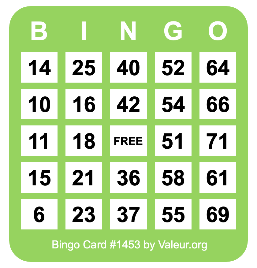 Bingo Card #1453