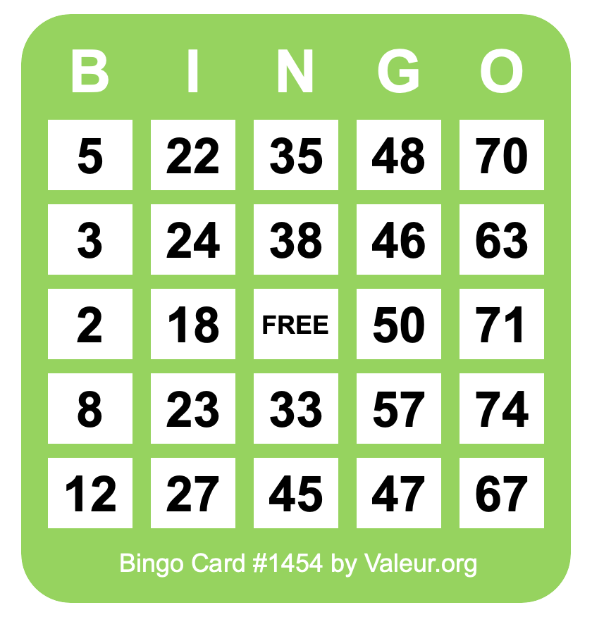 Bingo Card #1454