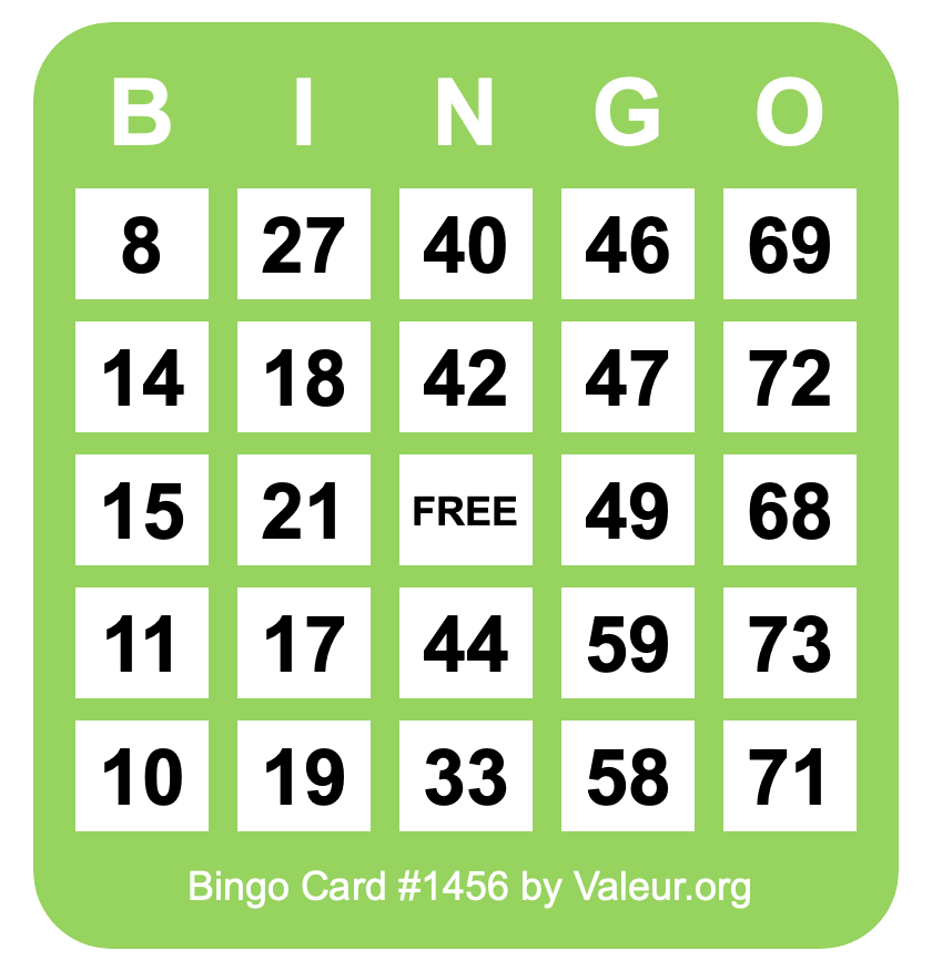 Bingo Card #1456