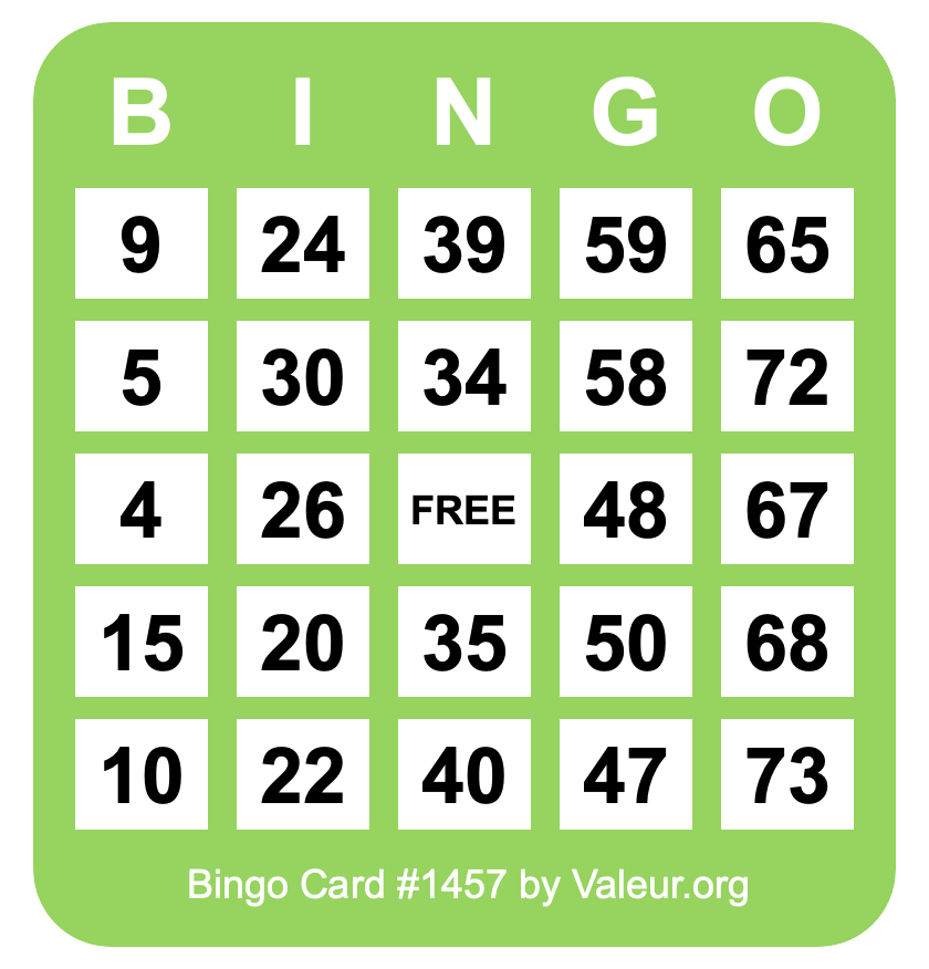 Bingo Card #1457