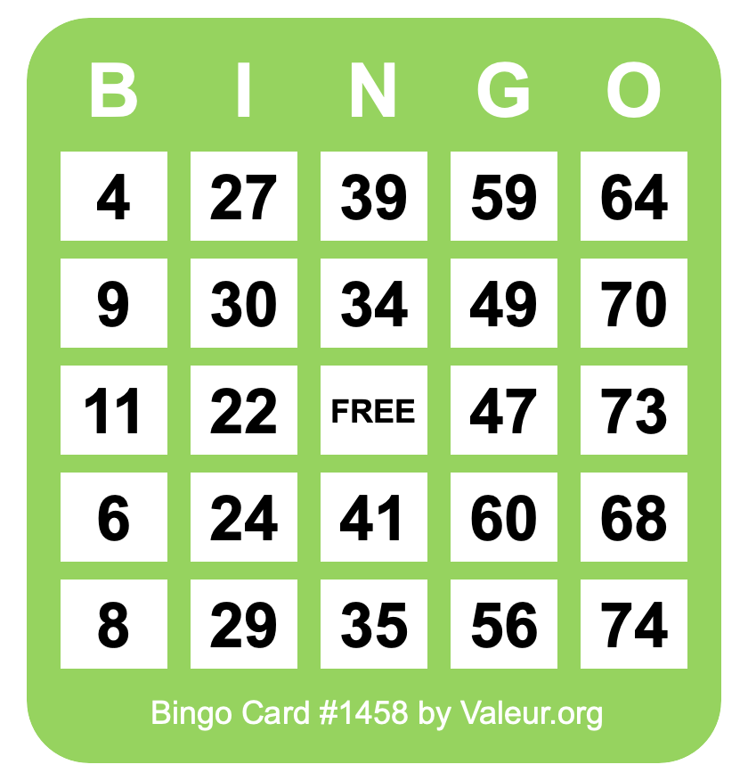 Bingo Card #1458