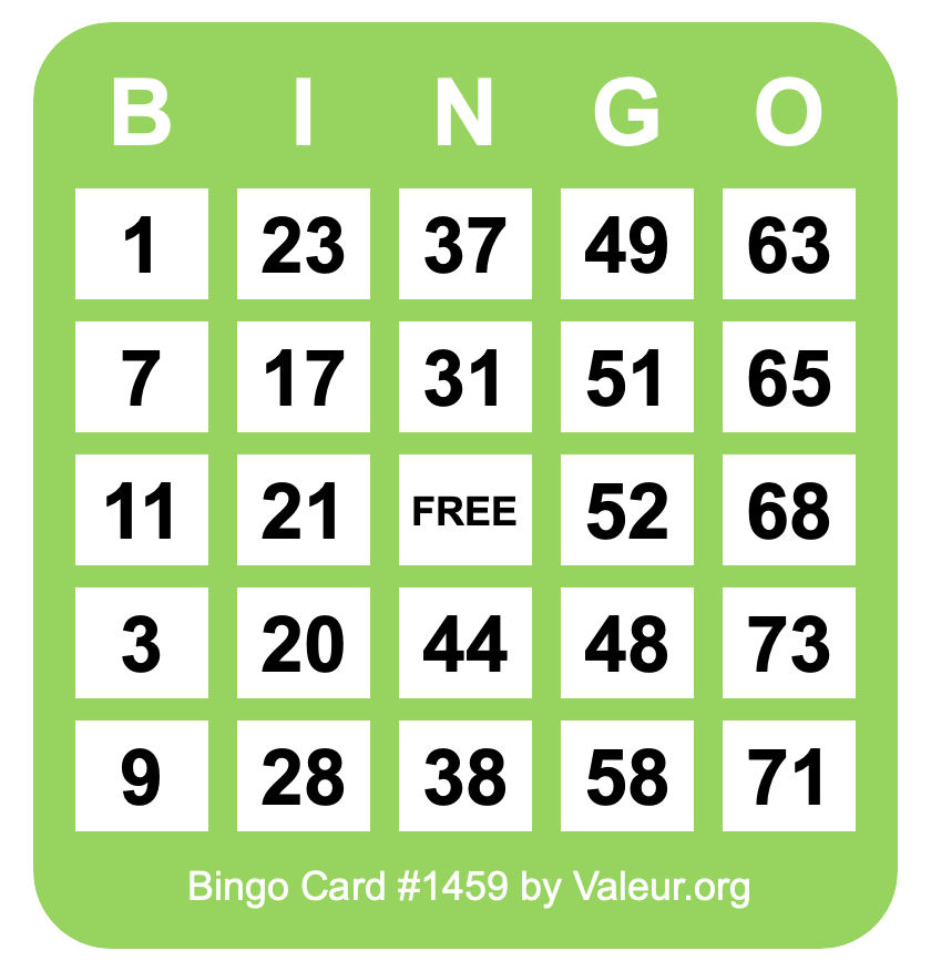 Bingo Card #1459