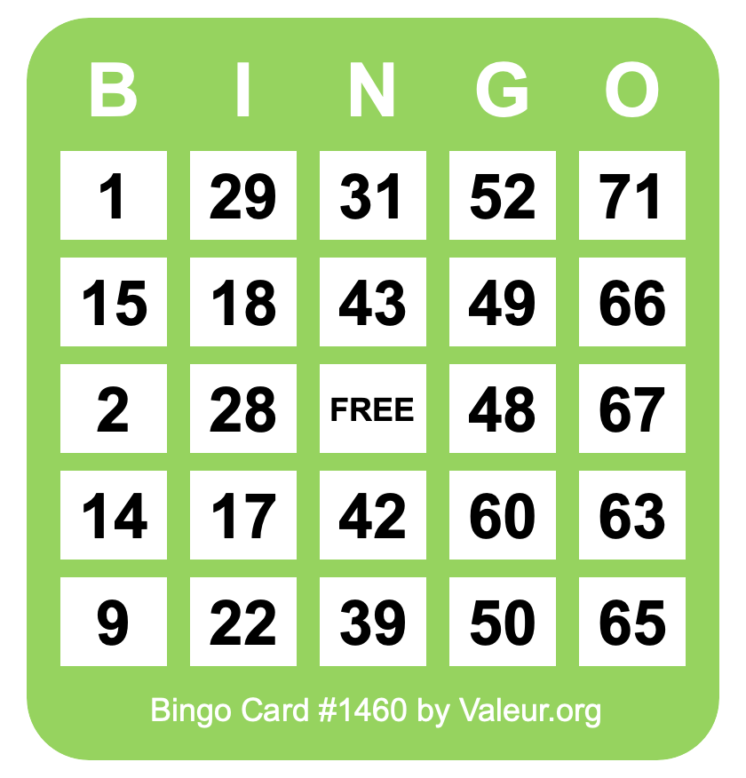 Bingo Card #1460