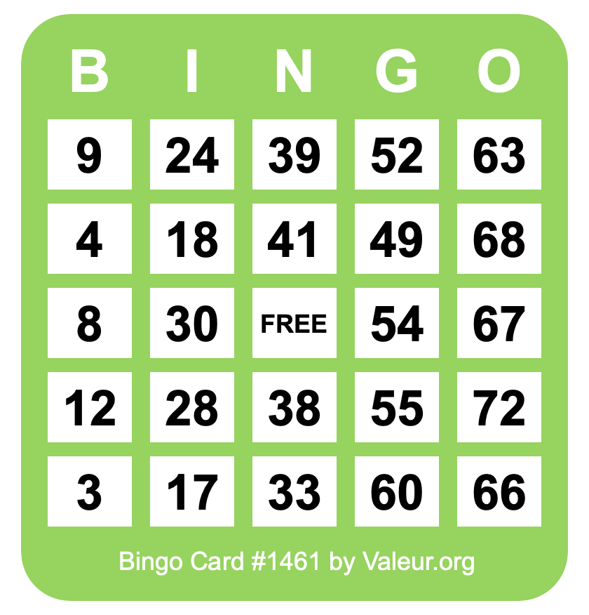 Bingo Card #1461