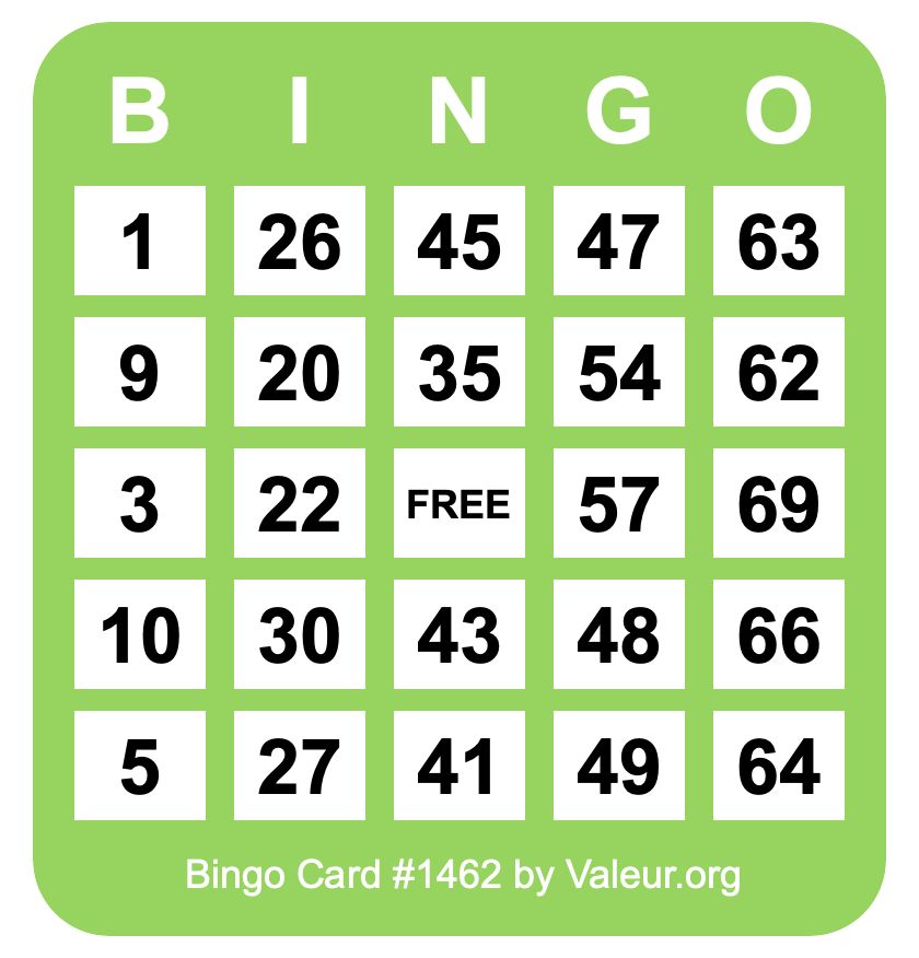 Bingo Card #1462