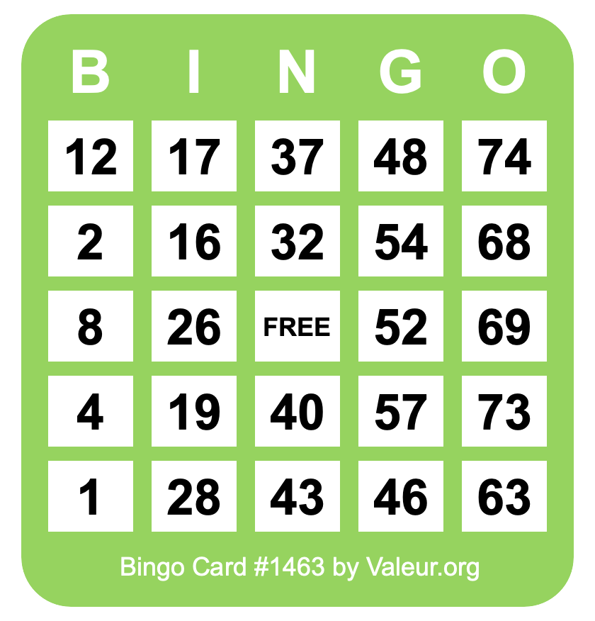 Bingo Card #1463