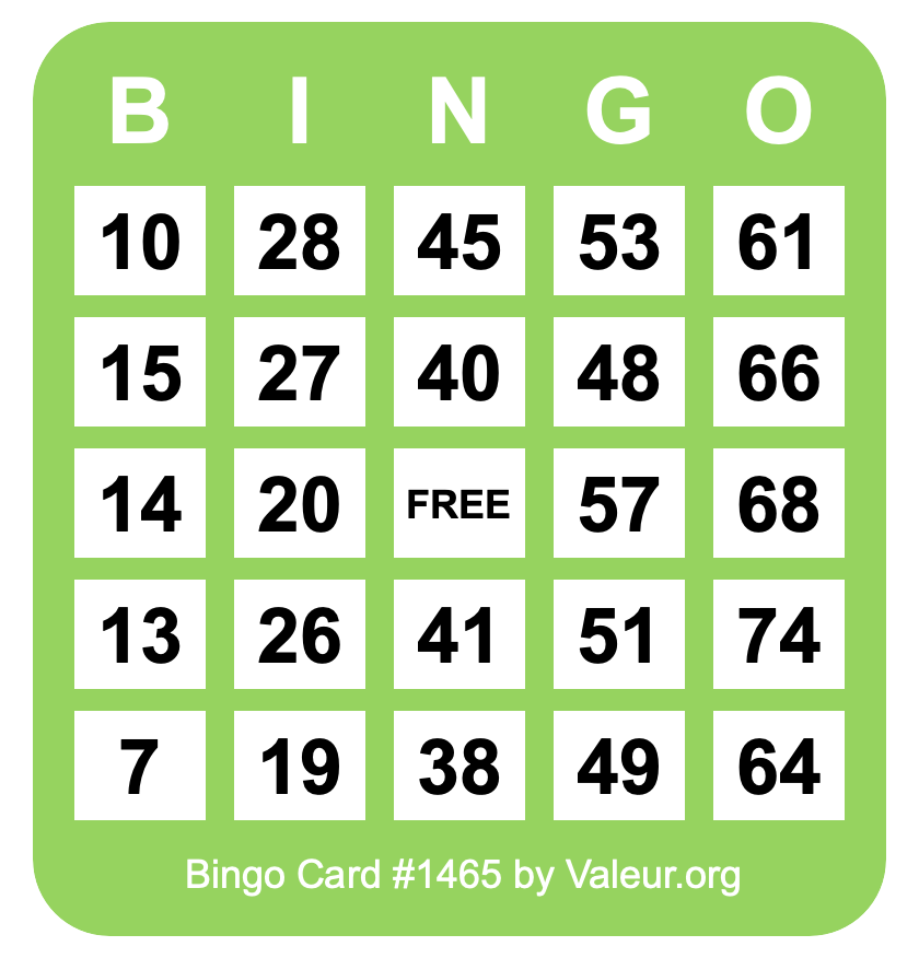 Bingo Card #1465