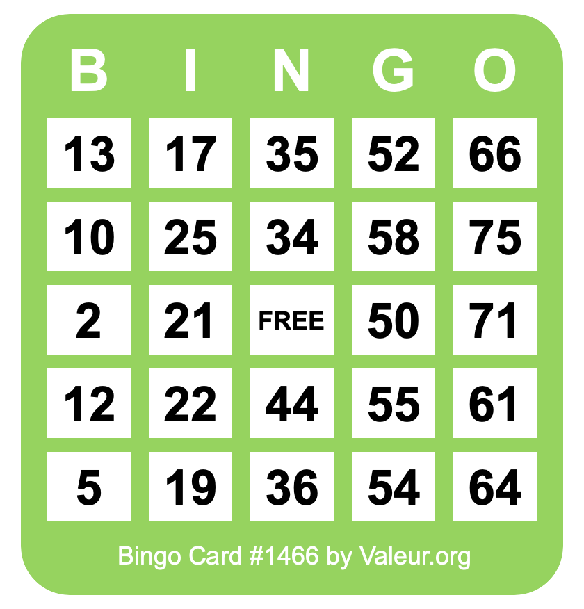 Bingo Card #1466