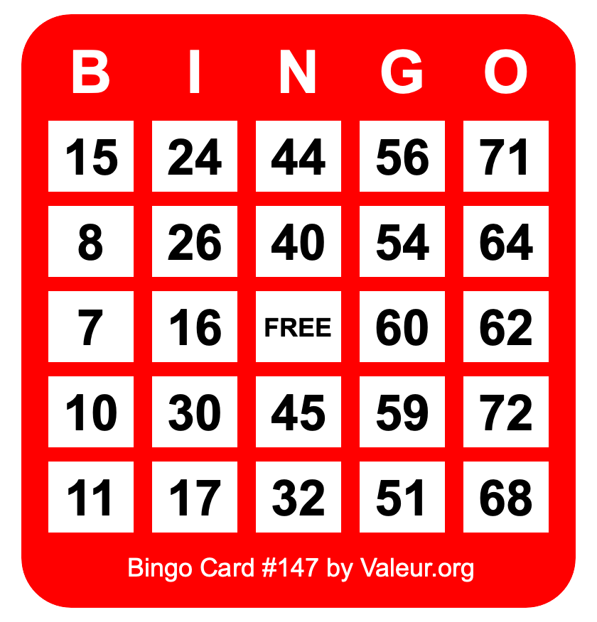 Bingo Card #147