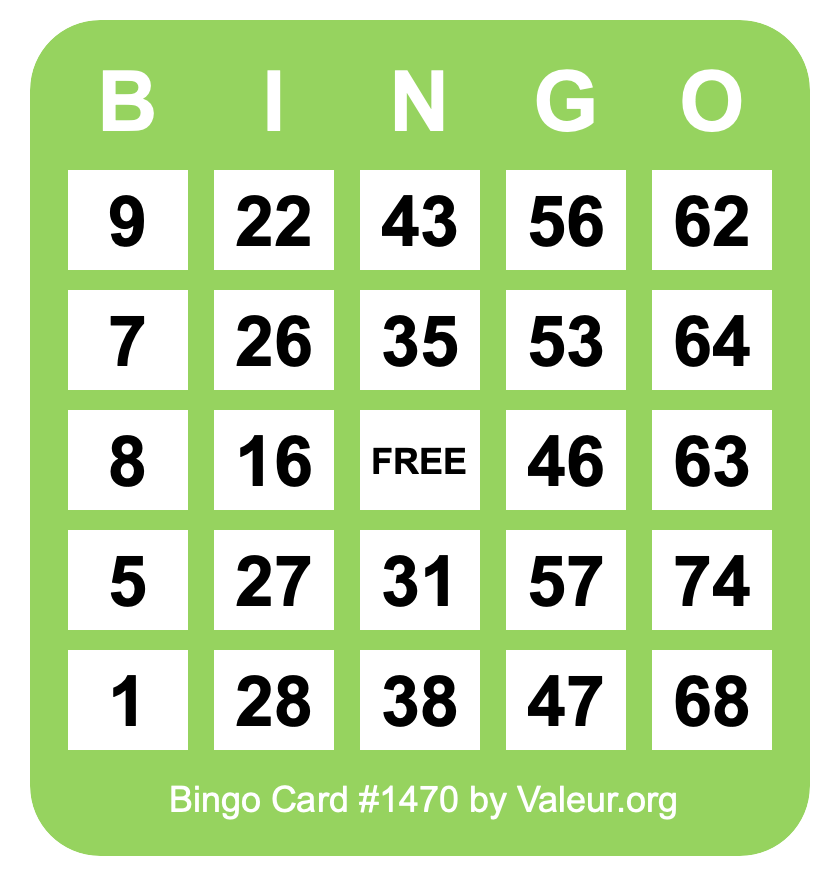 Bingo Card #1470